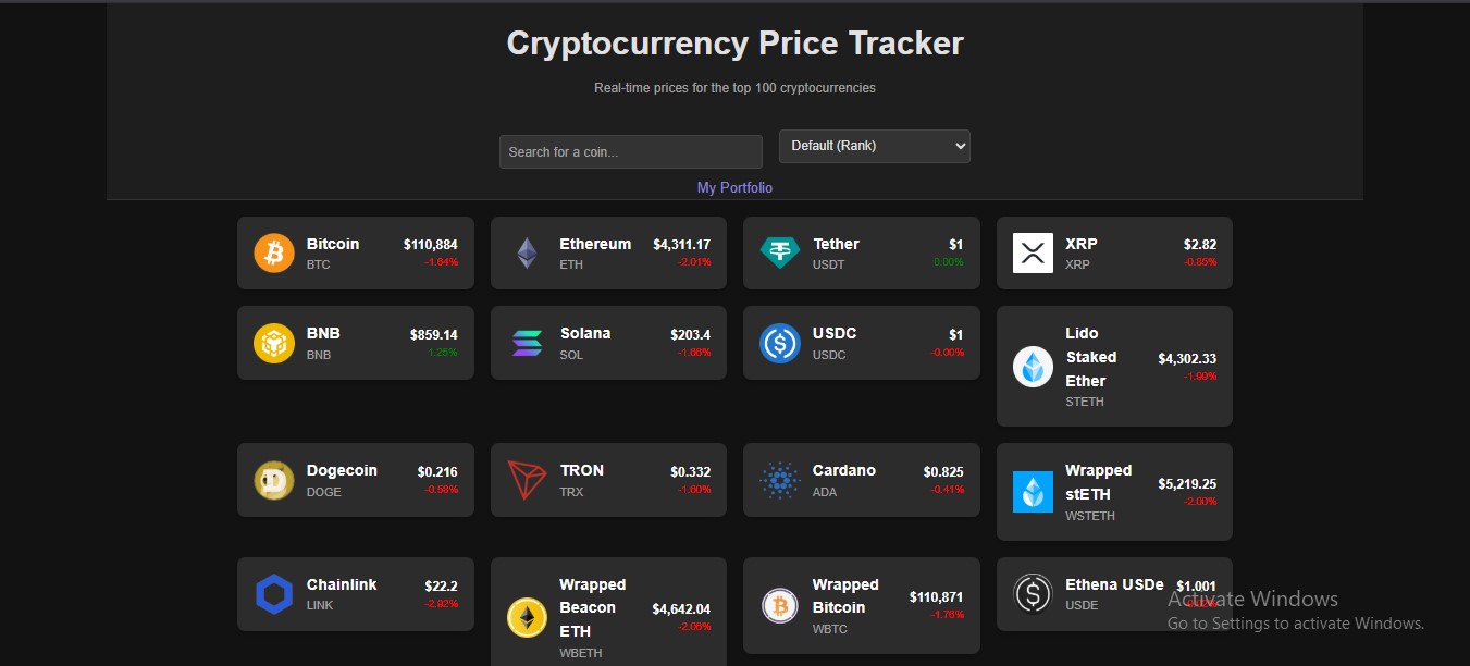 Cryptocurrency Price Tracker